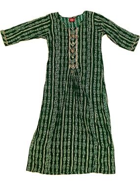 Sakshi Green Bandhani Print Kurti Dress Women's Size Medium